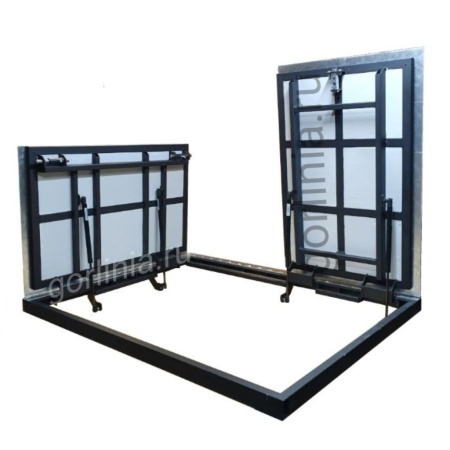 Люк напольный АМО Комби с двумя комбинированными створками на лестницу в подвал с поворотом