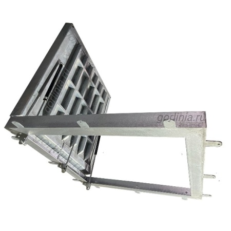 Люк под брусчатку Проспект-Ц большого размеры оцинкованный с газлифтами 2000Н усиленный на выносных петлях с газлифтами Люк под брусчатку Проспект-Ц большого размеры оцинкованный с газлифтами 2000Н усиленный на выносных петлях с газлифтами